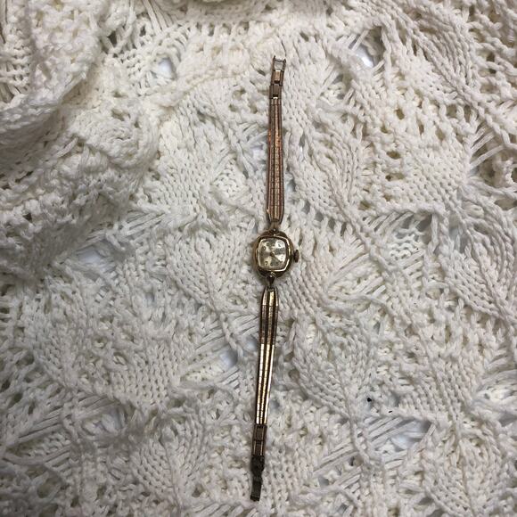FOR PARTS Vintage Ladies Timex Gold Tone Bracelet 1/20 10k Gf Tops Watch Band - Picture 2 of 13